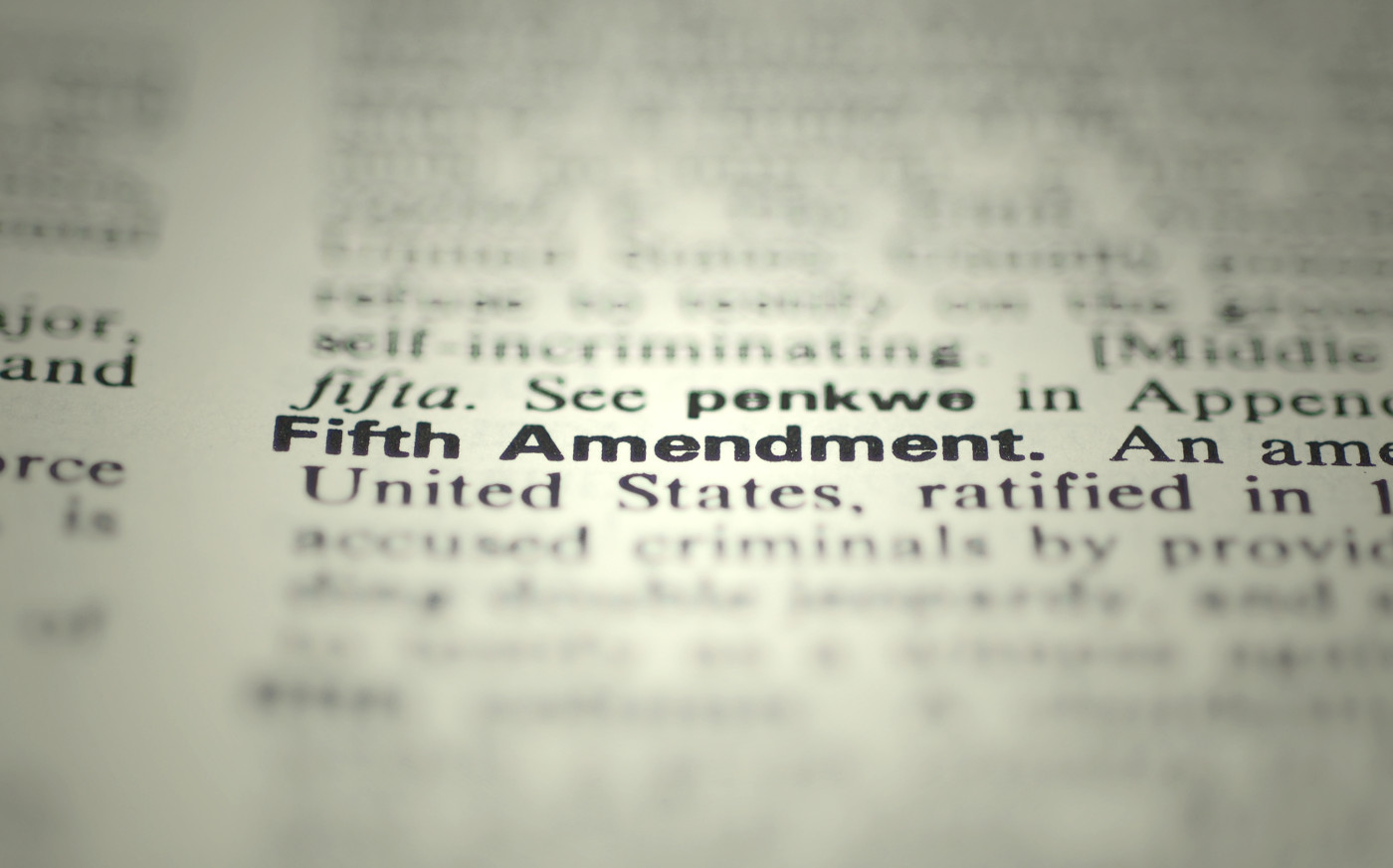 the fifth amendment to the constitution from the dictionary